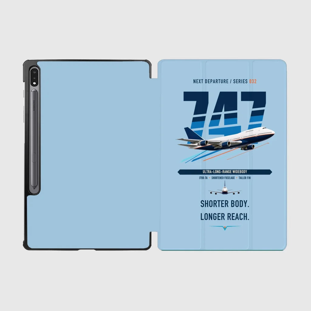 Boeing 747SP design on light blue samsung tablet tablet case