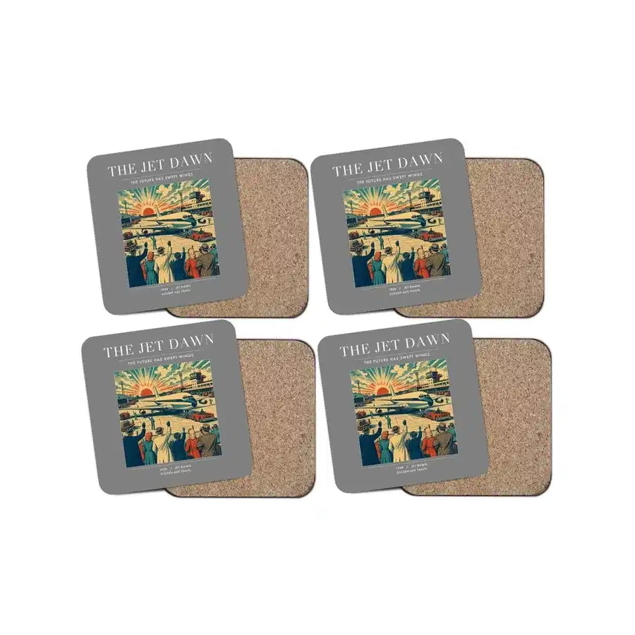 The Jet Dawn - Designed Coasters design on gray 4-pieces-set