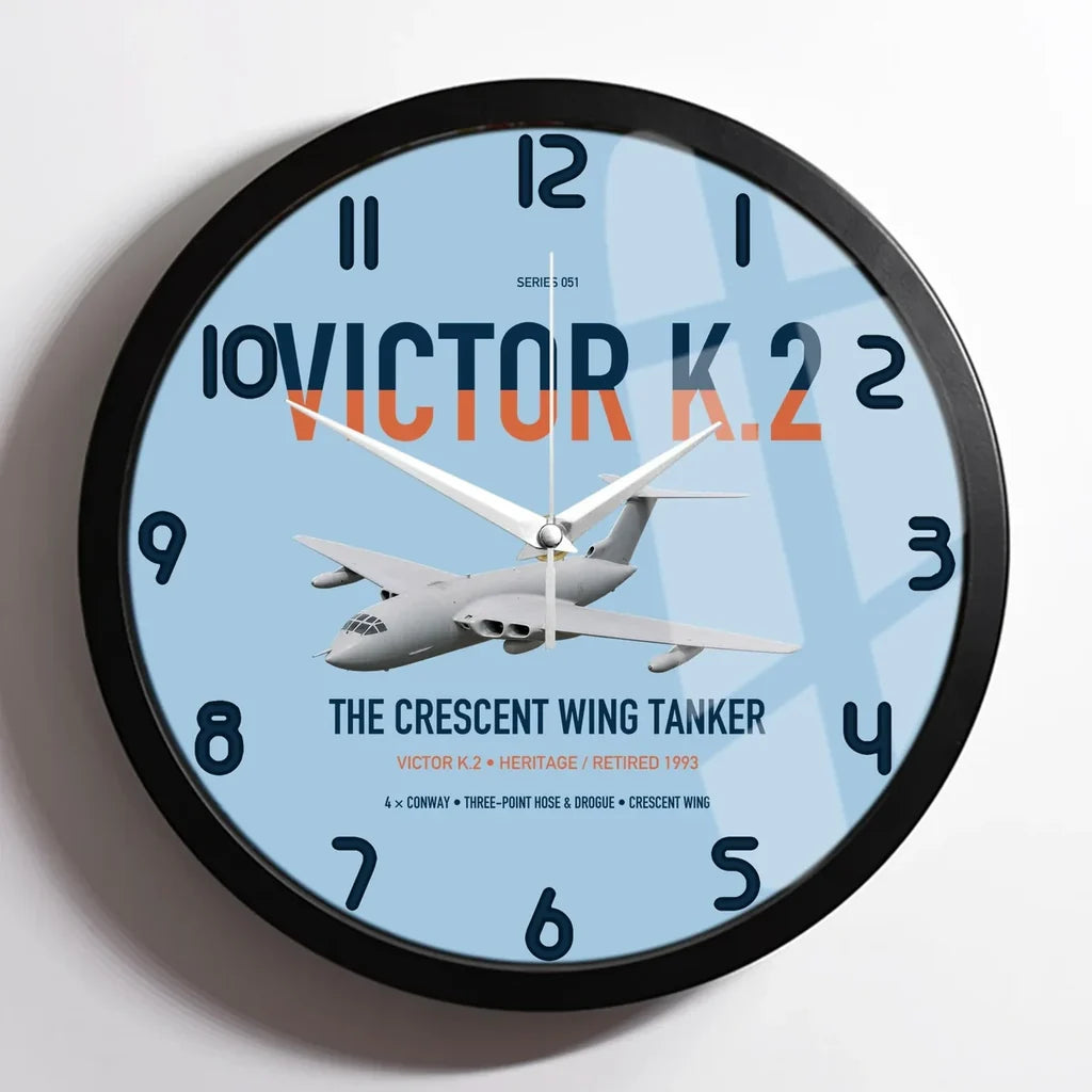 Handley Page Victor K.2 design on light blue framed wall clock