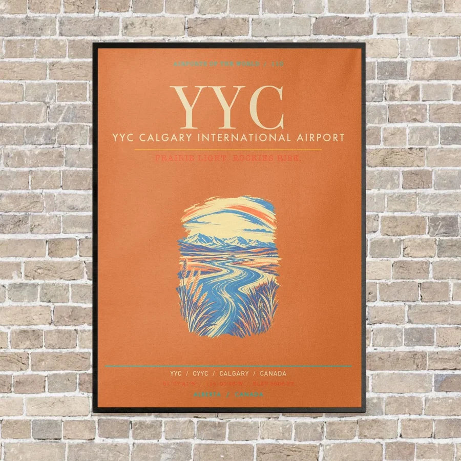 YYC Calgary International Airport - Canvas Framed - Orange