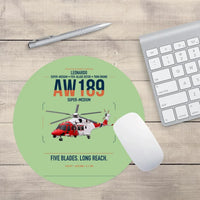 Thumbnail for Leonardo AW189 design on light green round mouse pad