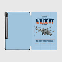 Thumbnail for Leonardo AW159 Wildcat HMA2 design on light blue samsung tablet tablet case