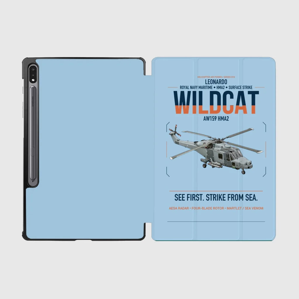 Leonardo AW159 Wildcat HMA2 design on light blue samsung tablet tablet case