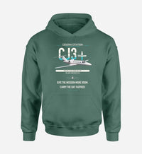 Thumbnail for Cessna Citation CJ3+ design on green double-side hoodie, single-side print