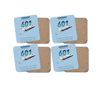 Thumbnail for Bombardier Challenger 601 design on light blue 4 pieces set coaster