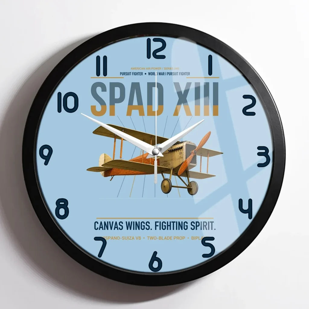 SPAD XIII design on light blue framed wall clock