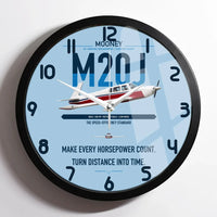 Thumbnail for Mooney M20J 201 design on light blue framed wall clock