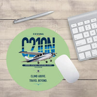 Thumbnail for Cessna T210N Centurion design on light green round mouse pad