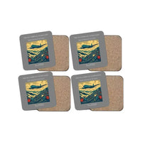 Thumbnail for The Tea Terrace Overflight - Designed Coasters design on gray 4-pieces-set