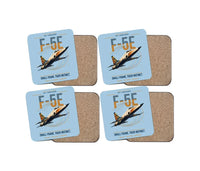 Thumbnail for F-5E Tiger II design on light blue 4 pieces set coaster