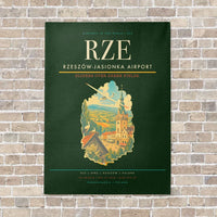 Thumbnail for Rzeszów-Jasionka Airport RZE vertical canvas print - no frame - dark green background