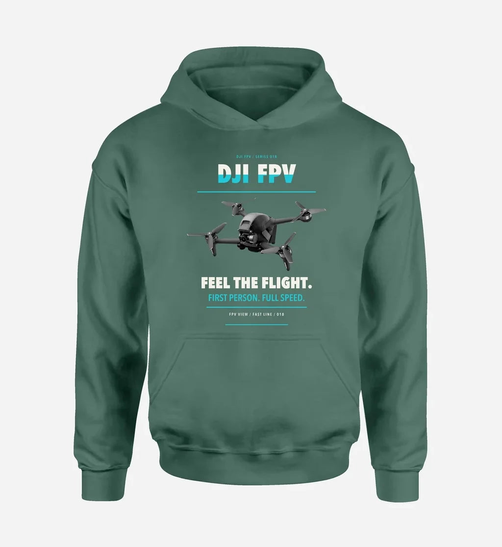 DJI FPV design on green hoodie single side