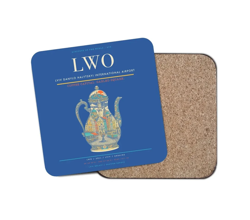 Lviv Danylo Halytskyi International Airport LWO Coaster 1-Piece - Blue