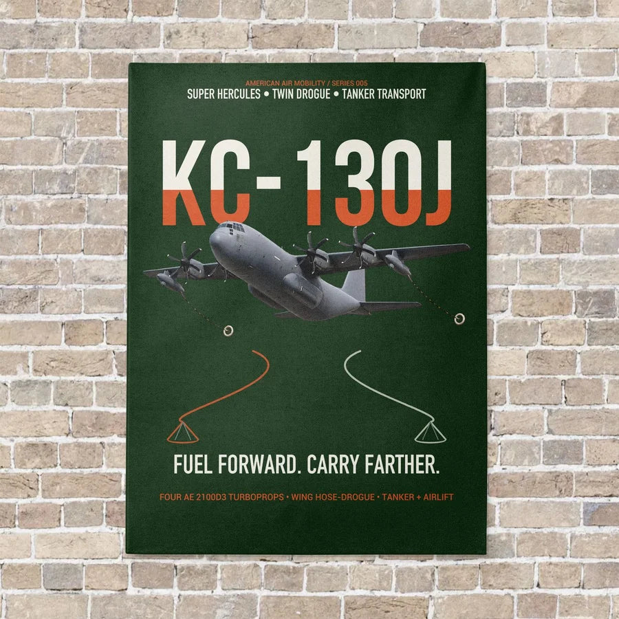 KC-130J SUPER HERCULES vertical canvas print - no frame - dark green background
