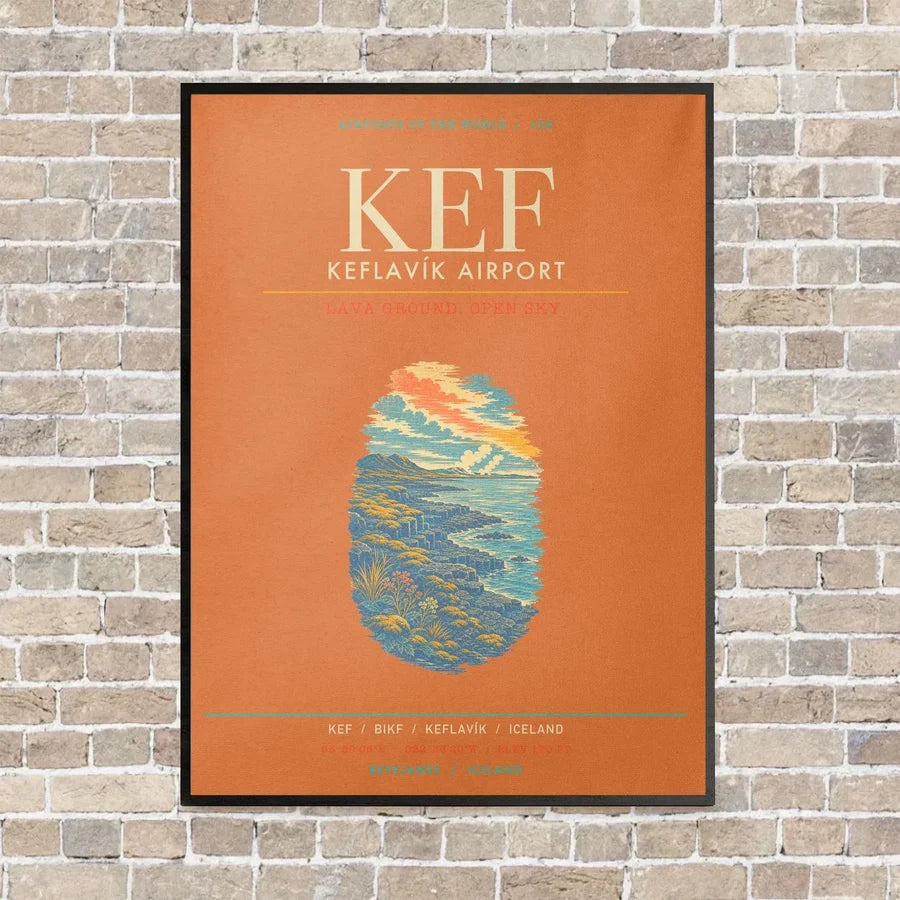Keflavik Airport KEF - Canvas Framed - Orange