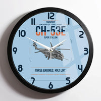 Thumbnail for Sikorsky CH-53E Super Stallion design on light blue framed wall clock