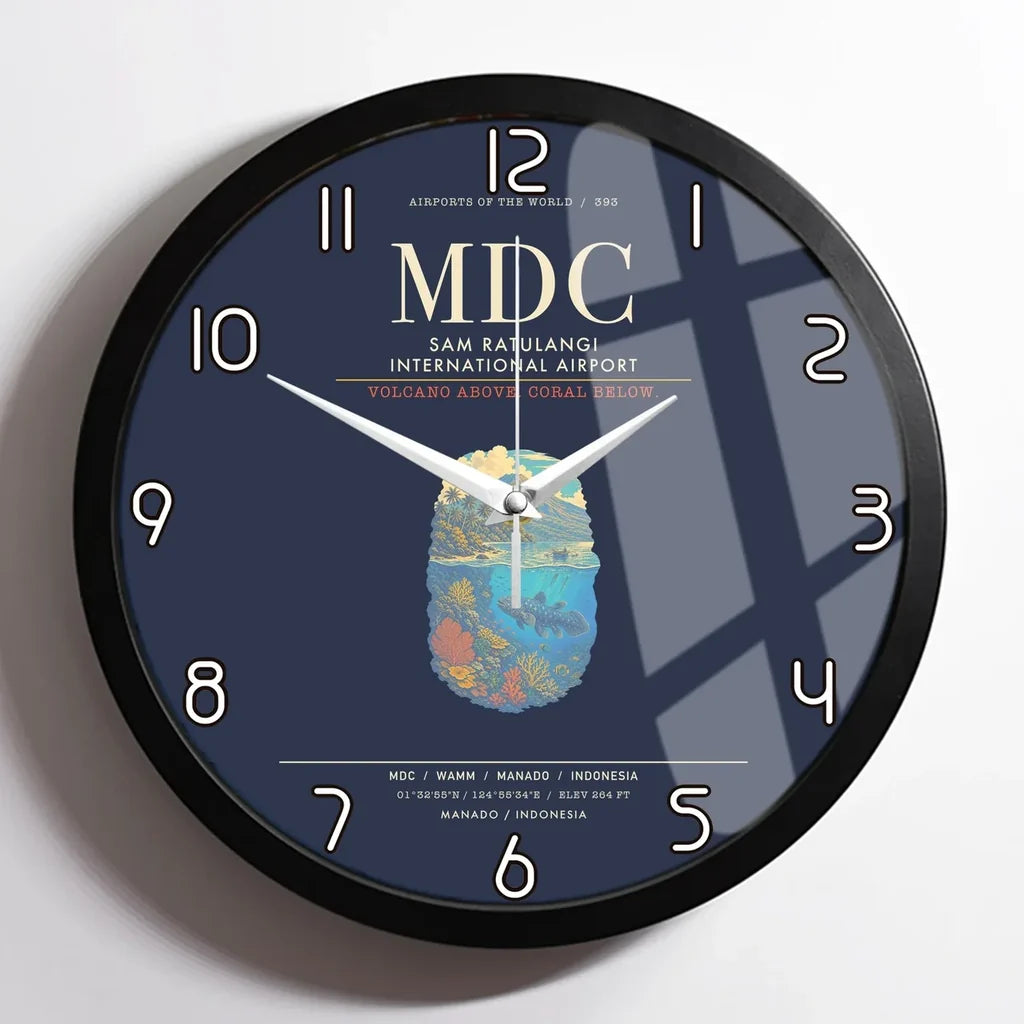 Sam Ratulangi International Airport Manado MDC Wall-Clock Framed - Navy Blue