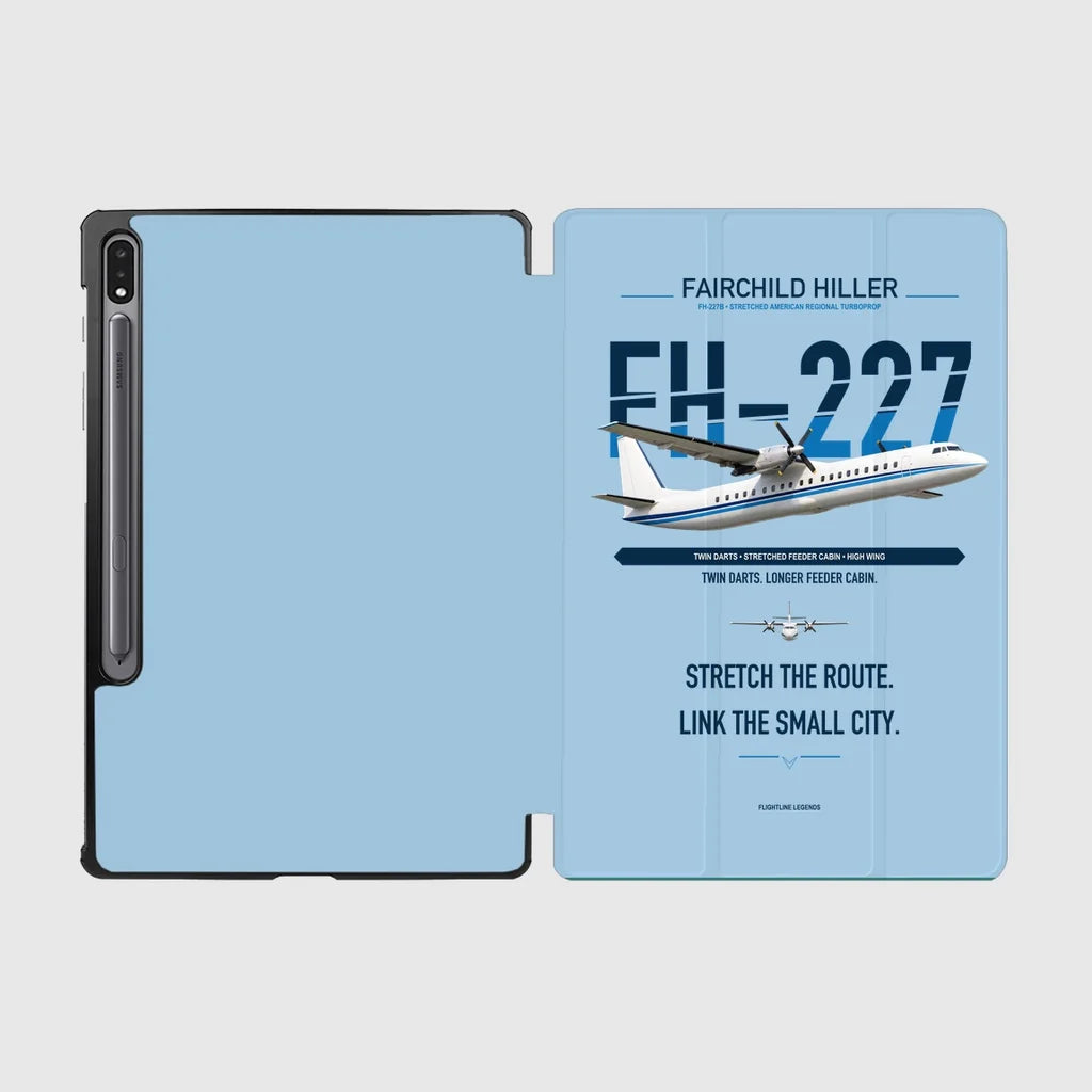 Fairchild Hiller FH-227B design on light blue samsung tablet tablet case
