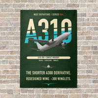 Thumbnail for Airbus A310-300 vertical canvas print - no frame - dark green background