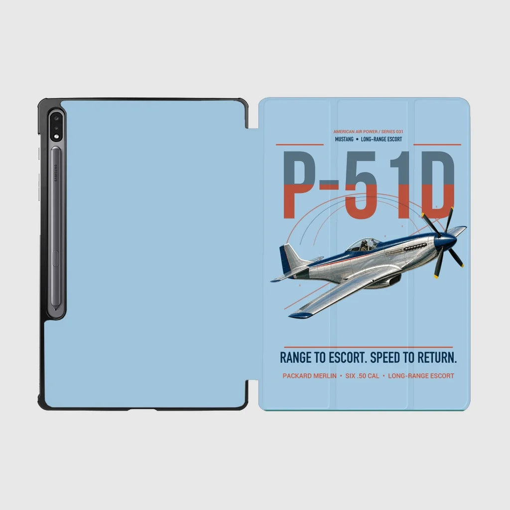 P-51D Mustang design on light blue samsung tablet tablet case