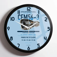 Thumbnail for CFM56-3 design on light blue framed wall clock