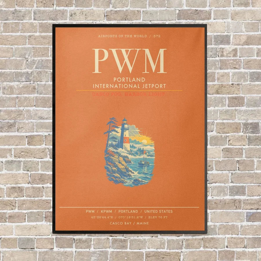 Portland International Jetport PWM - Canvas Framed - Orange