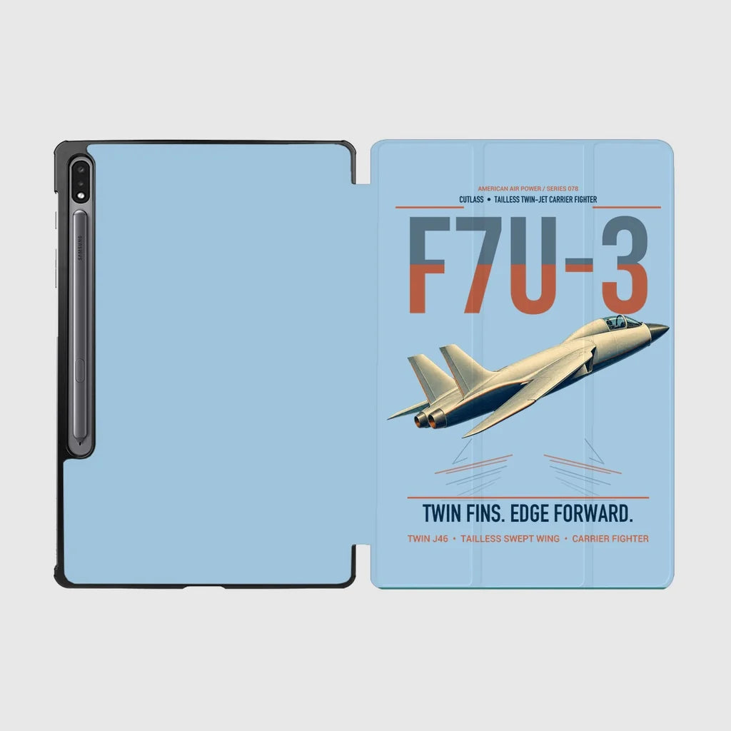F7U-3 Cutlass design on light blue samsung tablet tablet case