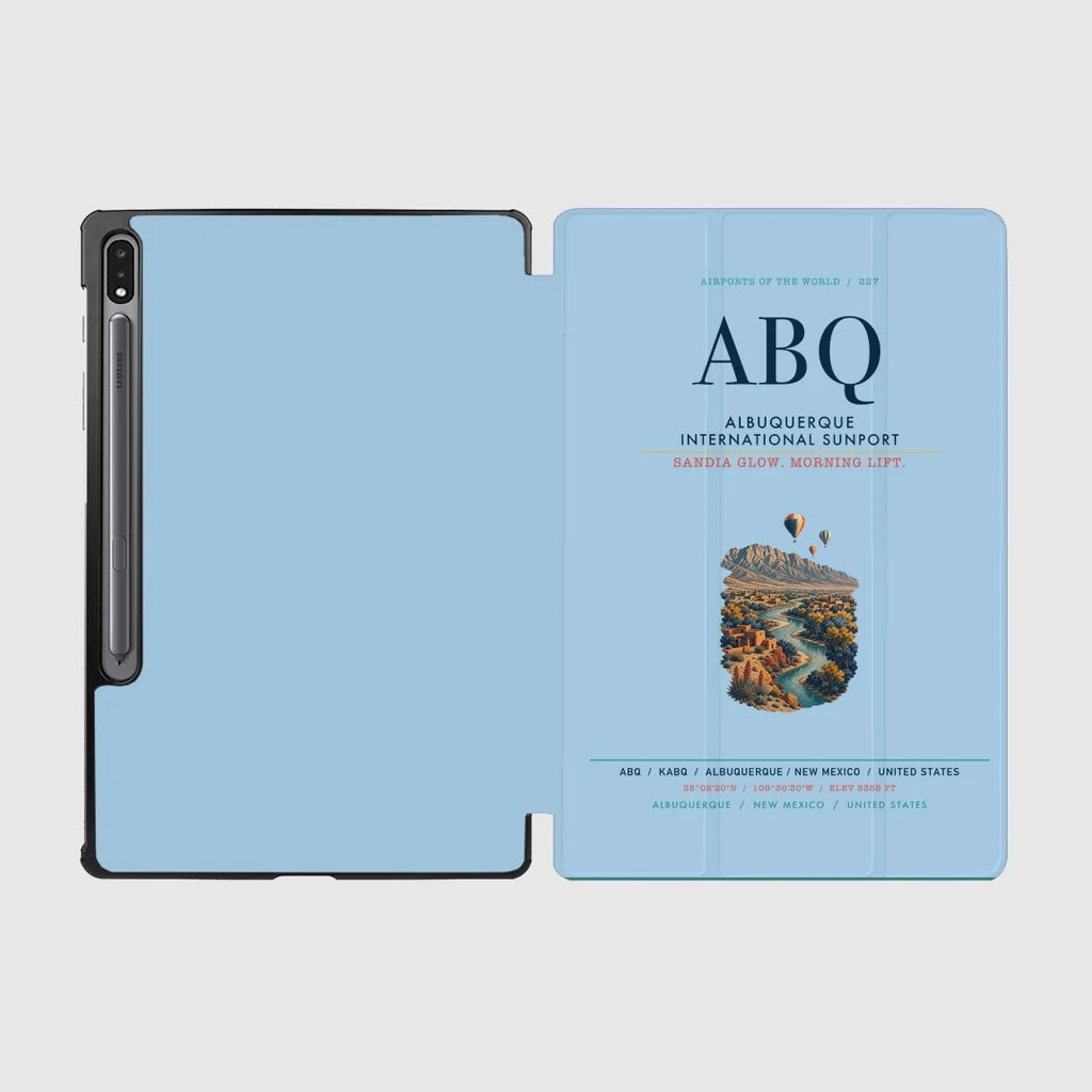 Albuquerque International Sunport (ABQ) design on light blue samsung tablet tablet case