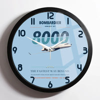 Thumbnail for Bombardier Global 8000 design on light blue framed wall clock