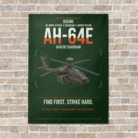 Thumbnail for Boeing AH-64E Apache Guardian vertical canvas print - no frame - dark green background