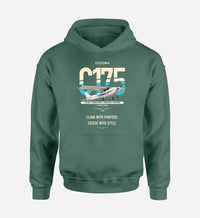 Thumbnail for Cessna 175 Skylark design on green double-side hoodie, single-side print