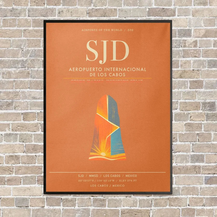 Aeropuerto Internacional de Los Cabos SJD - Canvas Framed - Orange