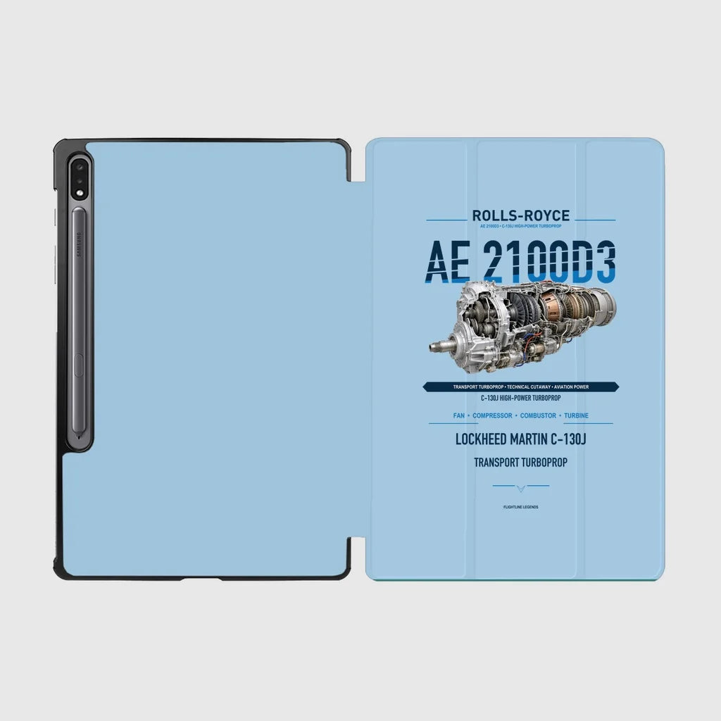 AE 2100D3 design on light blue samsung tablet tablet case