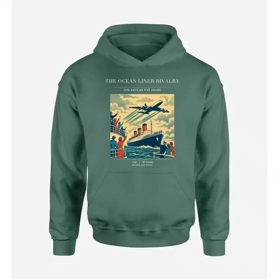 VINTAGE G4307 - The Ocean Liner Rivalry - Premium Hoodie design on green premium