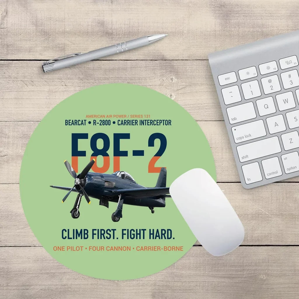 F8F-2 Bearcat Climb First Fight Hard design on light green round mouse pad