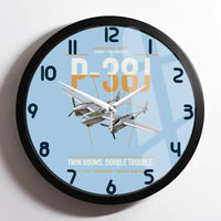 Thumbnail for P-38J Lightning design on light blue framed wall clock