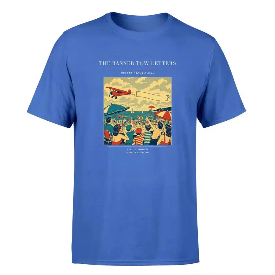 VINTAGE G4472 - The Banner Tow Letters - Premium T-Shirt design on blue premium t shirt