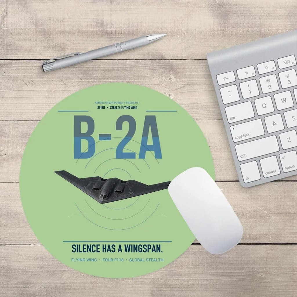 B-2A Spirit design on light green round mouse pad
