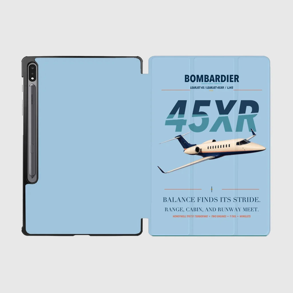 Bombardier Learjet 45XR design on light blue samsung tablet tablet case