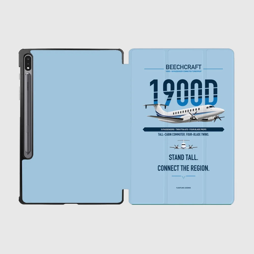 Beechcraft 1900D design on light blue samsung tablet tablet case