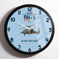 Thumbnail for Kawasaki OH-1 design on light blue framed wall clock