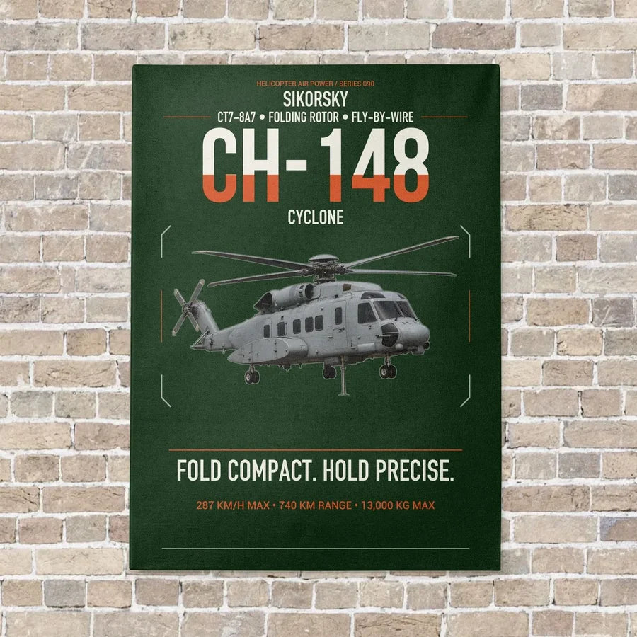 Sikorsky CH-148 Cyclone vertical canvas print - no frame - dark green background