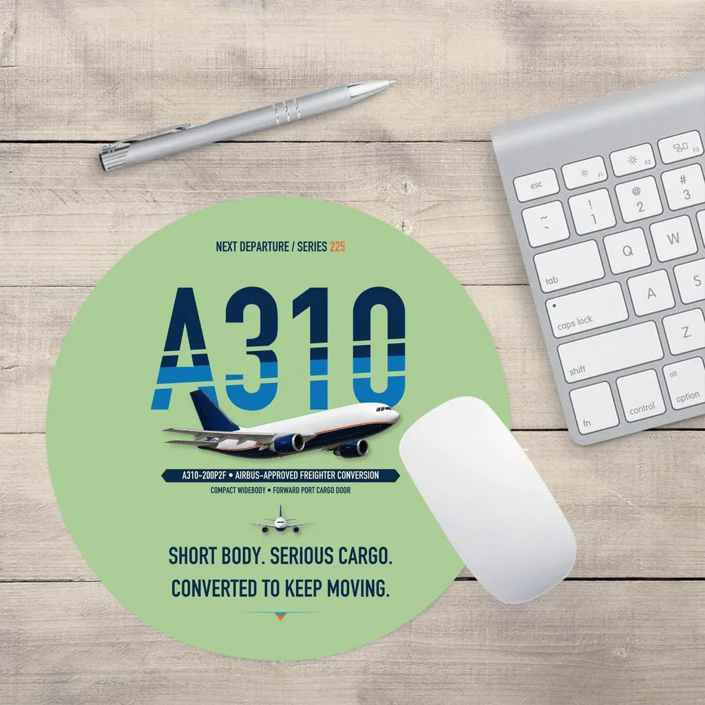 Airbus A310-200P2F design on light green round mouse pad