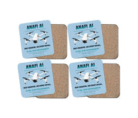 Thumbnail for Parrot ANAFI Ai design on light blue 4 pieces set coaster
