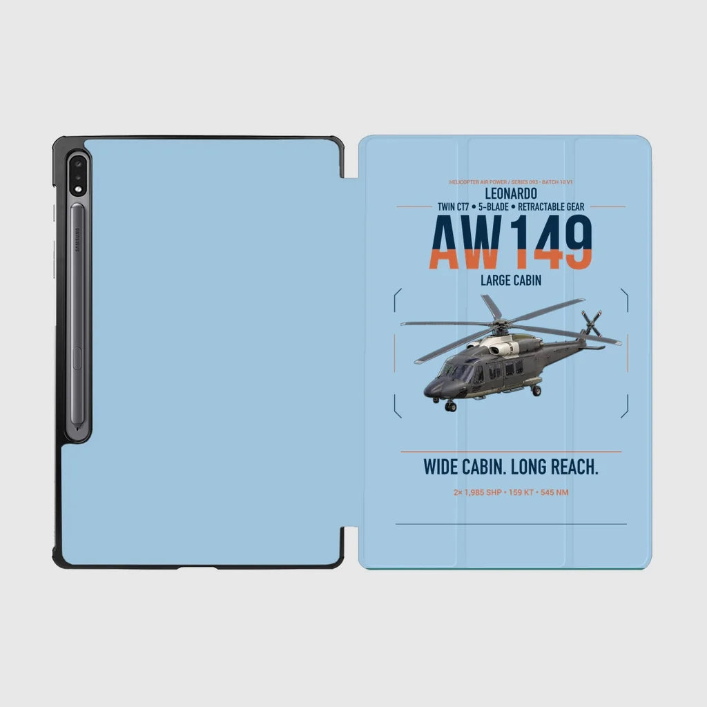 Leonardo AW149 design on light blue samsung tablet tablet case