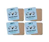 Thumbnail for DJI Air 3 design on light blue 4 pieces set coaster