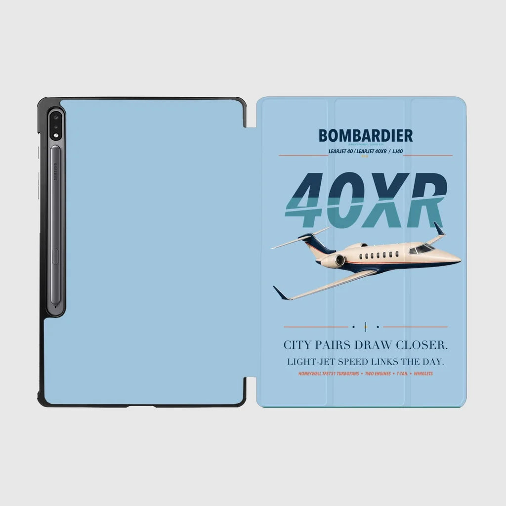 Bombardier Learjet 40XR design on light blue samsung tablet tablet case