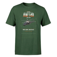 Thumbnail for Leonardo AW149 design on dark green t-shirt, single-side print