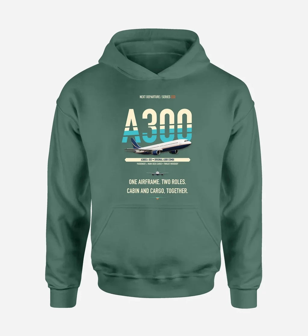 Airbus A300C4-203 design on green hoodie single side