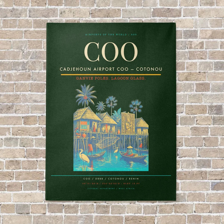 Cadjehoun Airport COO — Cotonou vertical canvas print - no frame - dark green background
